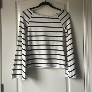 Anthropologie: Deletta, NWT, Cotton Bell Sleeve Long Sleeve Stripe Short, Sz: S
